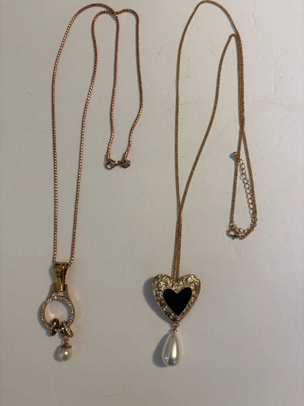 Lot of 2 Necklaces w/Pearl on Pendant